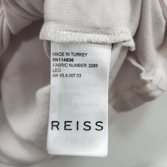 Reiss Women's Pale Gray Chiffon Trim Soft Short‎ Sleeve Basic V-Neck Top Size XS - Picture 4 of 6